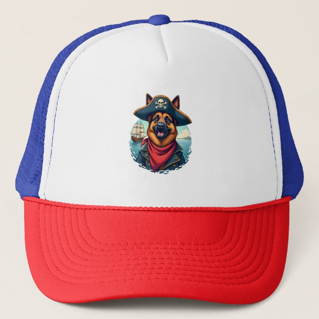 German Shepherd Dog Pirate Copy Truckerkappe (Vorderseite)