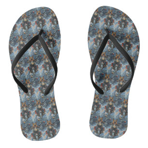 German Shepherd Dog Riding Motorrad Weihnachten Flip Flops