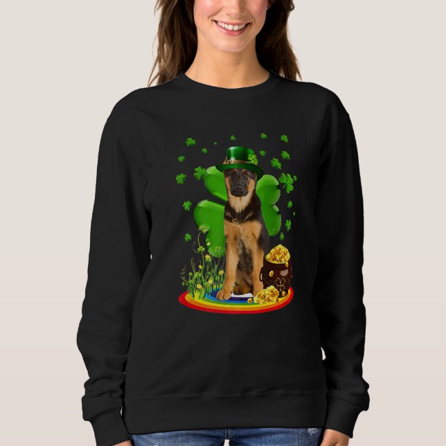 German Shepherd Dog Shamrock St Patricks Day Dog I Sweatshirt (Vorderseite)