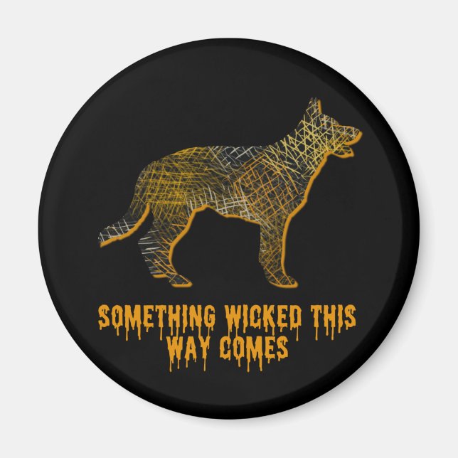 German Shepherd Dog Silhouette Fun Halloween Magnet (Vorne)