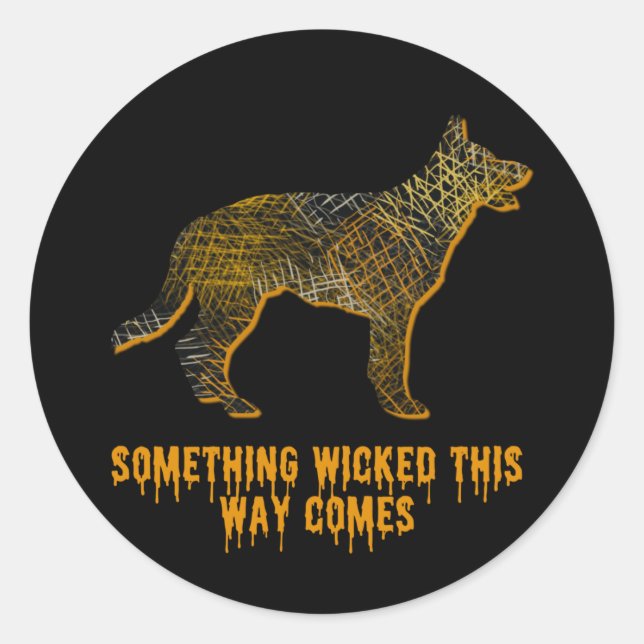 German Shepherd Dog Silhouette Fun Halloween Runder Aufkleber (Vorderseite)