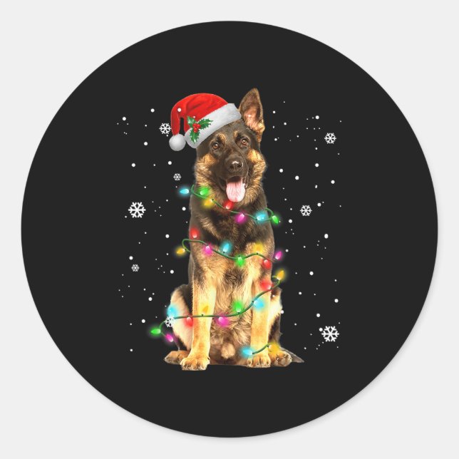 German Shepherd Dog Tree Christmas Sweater Xmas Do Runder Aufkleber (Vorderseite)