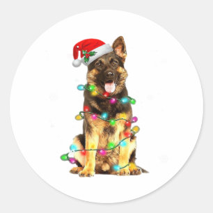 German Shepherd Dog Tree Christmas Sweater Xmas Do Runder Aufkleber