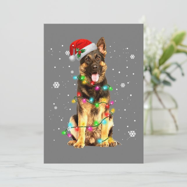German Shepherd Dog Tree Christmas Sweater Xmas Einladung (Stehend Vorderseite)