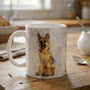 German Shepherd Dog Watercolor Portrait 03 Kaffeetasse