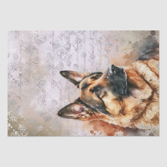 German Shepherd Dog Watercolor Seidenpapier (Vorderseite)