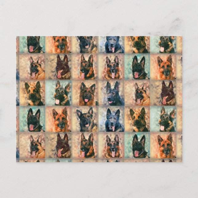 German Shepherd Dogs - GSD - Digitales Kunstkollek Postkarte (Vorderseite)