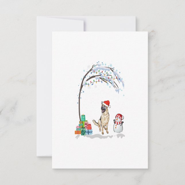 German Shepherd Dogs Merry Christmas Winter Tree RSVP Karte (Vorderseite)