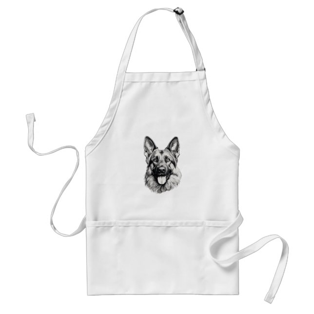 German Shepherd Drawing Portrait Apron | Dog Lover Schürze (Vorne)