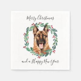 German Shepherd Elegant Dog Frohe Weihnachten Serviette