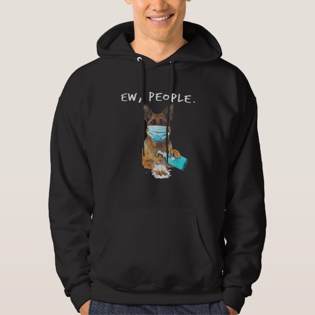 German Shepherd Ew People Dog Wearing A Face Mask Hoodie (Vorderseite)