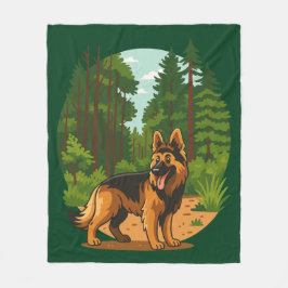 German Shepherd Forest Adventure Dog  Fleecedecke