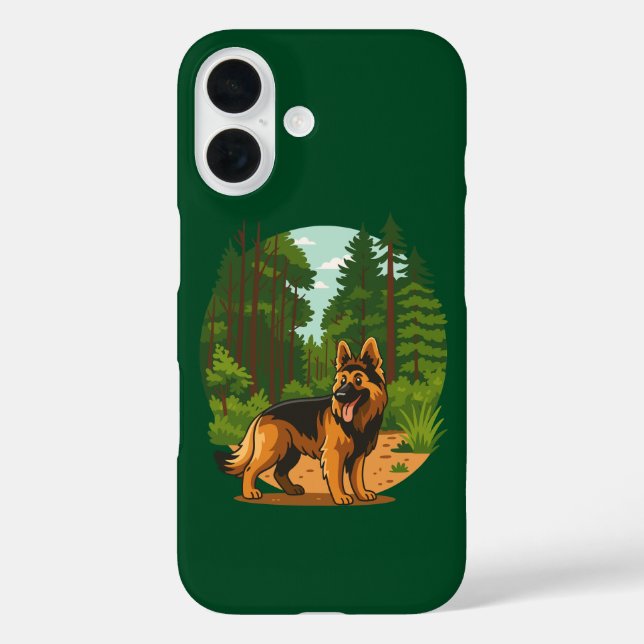 German Shepherd Forest Adventure Dog  iPhone 16 Hülle (Rückseite)