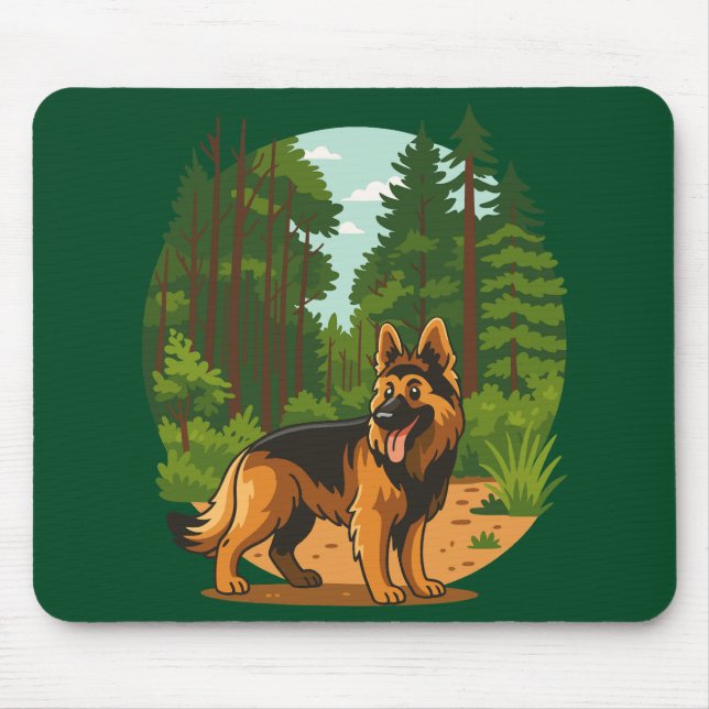 German Shepherd Forest Adventure Dog  Mousepad (Vorne)