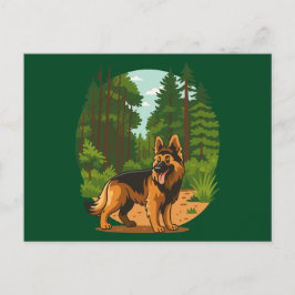 German Shepherd Forest Adventure Dog  Postkarte