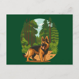 German Shepherd Forest Adventure Dog  Postkarte