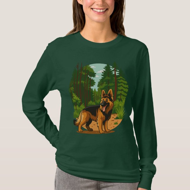 German Shepherd Forest Adventure Dog  T-Shirt (Vorderseite)