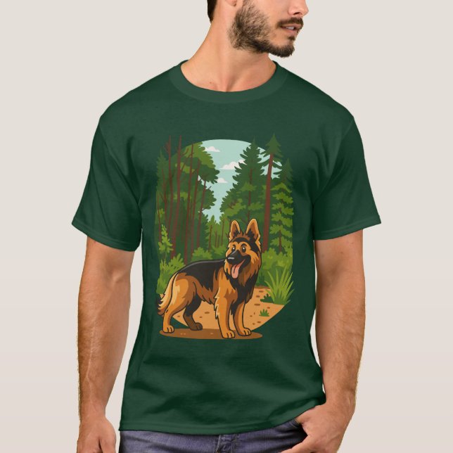 German Shepherd Forest Adventure Dog  T-Shirt (Vorderseite)