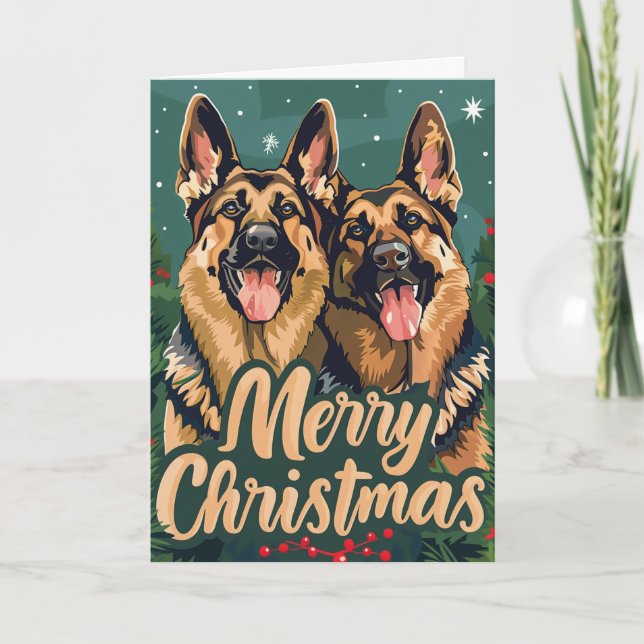 German Shepherd Frohe Weihnachten Personalisiert (Vorderseite)