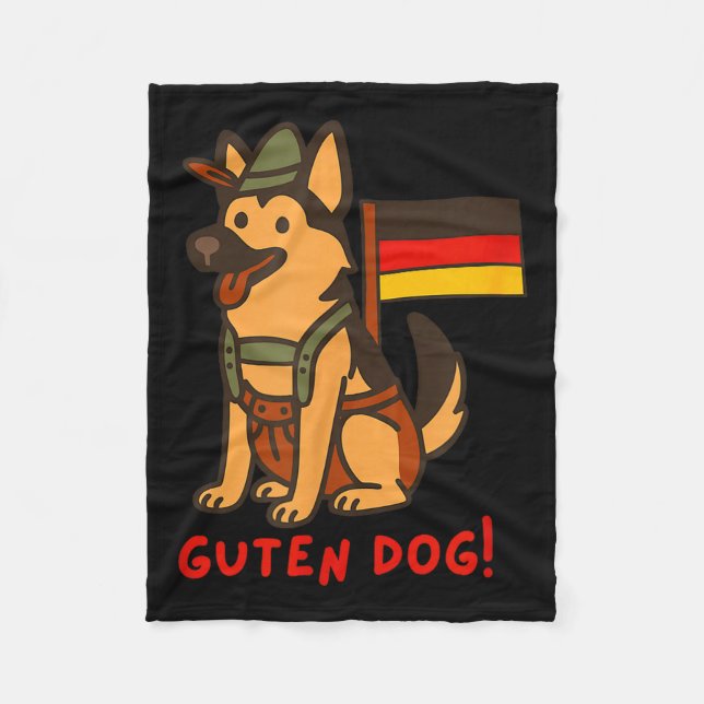 German Shepherd Funny Beer Festival Guten Dog  Fleecedecke (Vorderseite)