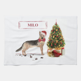 German Shepherd Funny Christmas Dog mit Baum Geschirrtuch