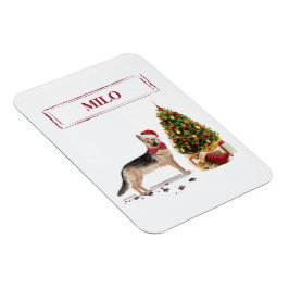 German Shepherd Funny Christmas Dog mit Baum Magnet