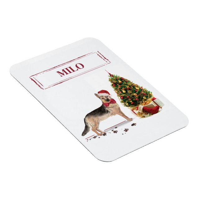 German Shepherd Funny Christmas Dog mit Baum Magnet (Rechte Seite)