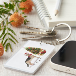 German Shepherd Funny Christmas Dog mit Baum Schlüsselanhänger