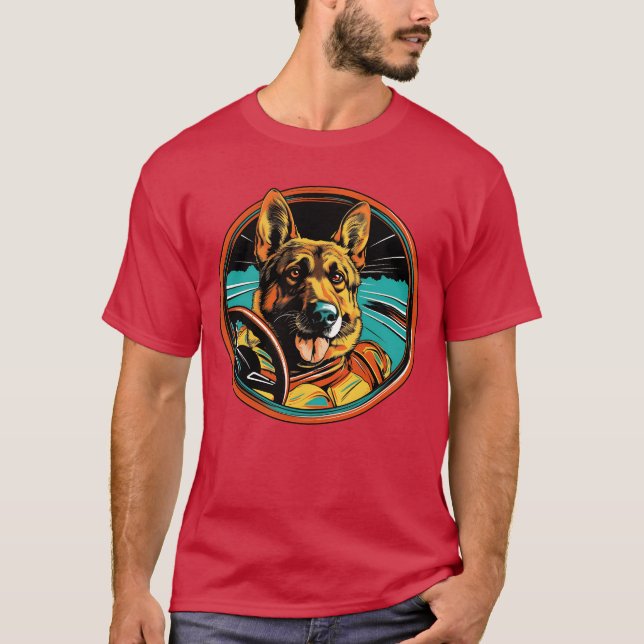 German Shepherd Funny Dog Racing Car Driver Pet gi T-Shirt (Vorderseite)
