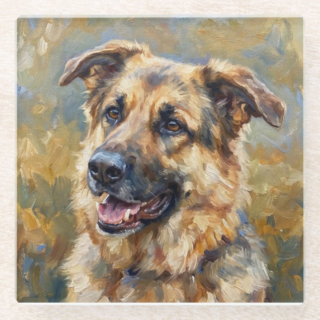 German Shepherd Glass Coasters for Dog Lovers Glasuntersetzer (Vorderseite)