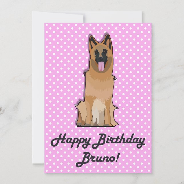 German Shepherd Happy Birthday Grußkarte Einladung (Vorderseite)