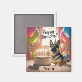 German Shepherd Happy Birthday Magnet