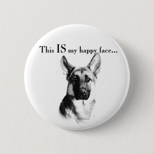 German Shepherd Happy Face Button (Vorderseite)