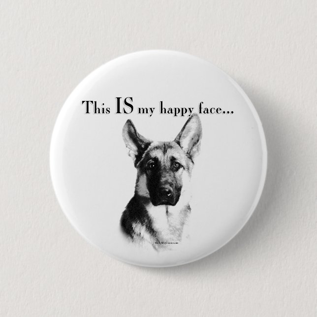 German Shepherd Happy Face Button (Vorderseite)