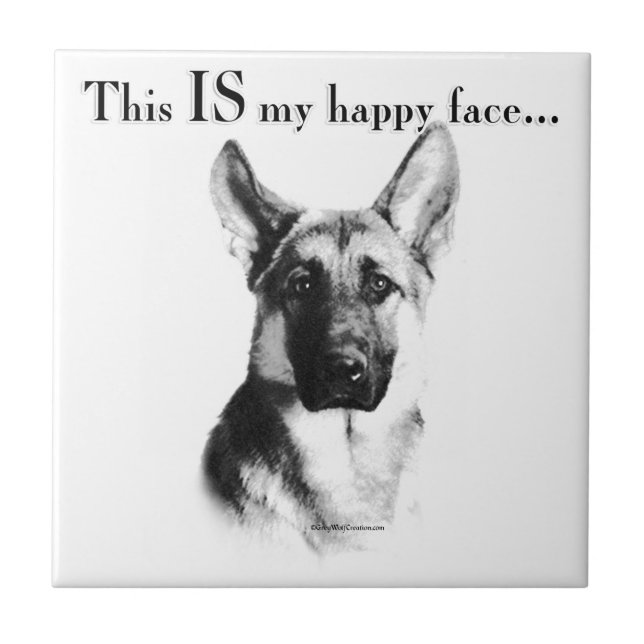 German Shepherd Happy Face Fliese (Vorderseite)