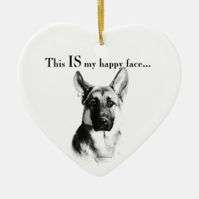 German Shepherd Happy Face Keramik Ornament (Vorne)