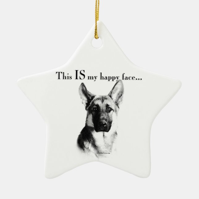 German Shepherd Happy Face Keramik Ornament (Vorne)