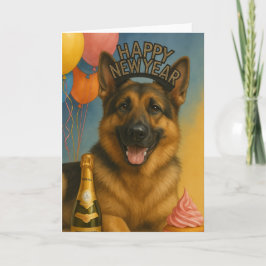 German Shepherd Happy New Year Karte