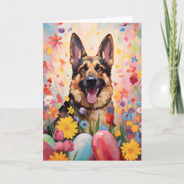 German Shepherd Happy Oaster Karte (Vorderseite)