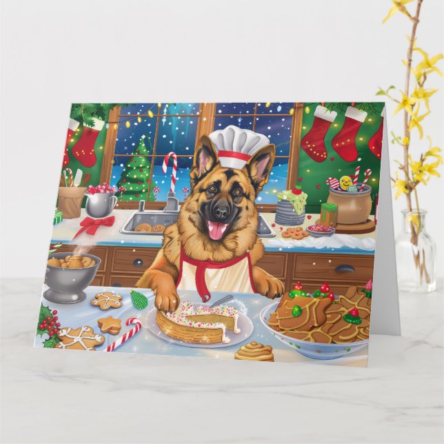 German Shepherd Holiday Baking: Festliche Weihnach Karte (Gelbe Blume)
