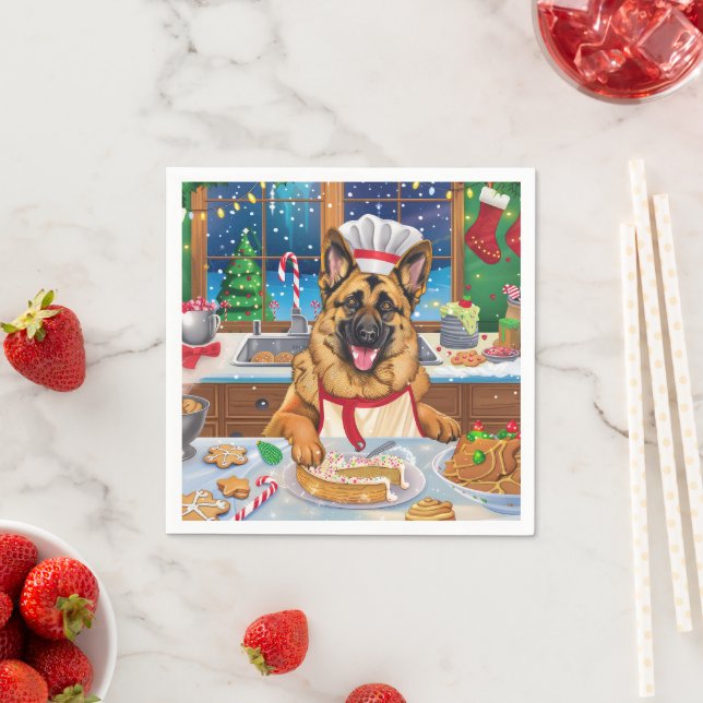 German Shepherd Holiday Baking: Festliche Weihnach Serviette (Beispiel)