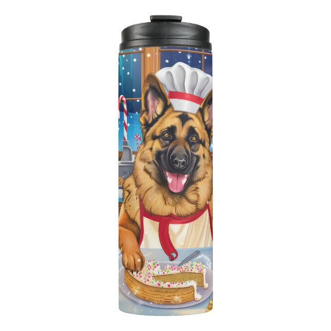 German Shepherd Holiday Baking: Festliche Weihnach Thermosbecher (Vorderseite)