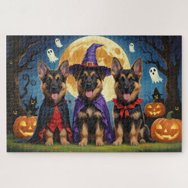 German Shepherd Hunde Pumpkin Halloween Funny (Horizontal)
