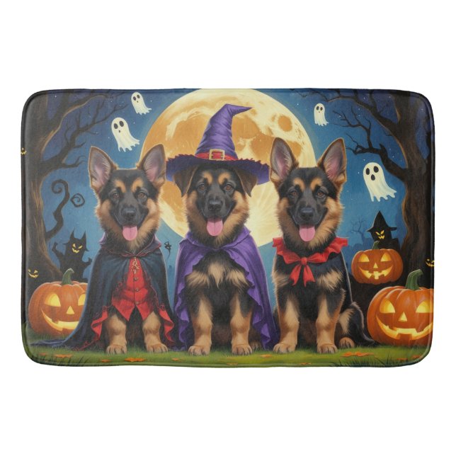 German Shepherd Hunde Pumpkin Halloween Funny Badematte (Vorderseite)