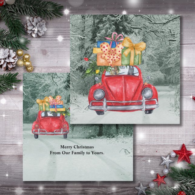 German Shepherd Hunde Weihnachten Autofahren es Zu (German Shepherd Dogs Christmas Driving Home Card)