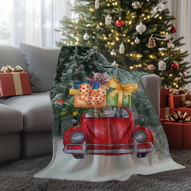 German Shepherd Hunde Weihnachten Autofahren es Zu Fleecedecke (German Shepherd Dogs Christmas Driving it Home Fleece Blanket)