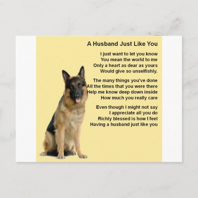 German Shepherd Husband Poem Postkarte (Vorderseite)