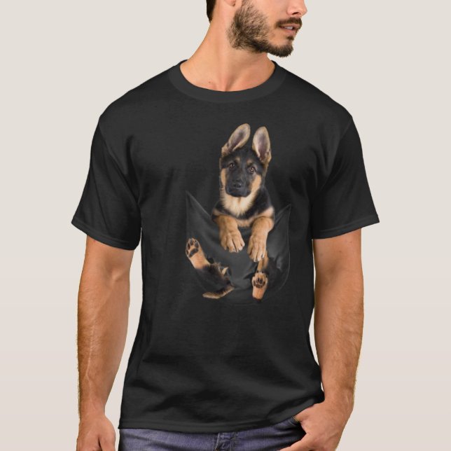 German Shepherd In Pocket Funny Dog Lover Gifts fu T-Shirt (Vorderseite)