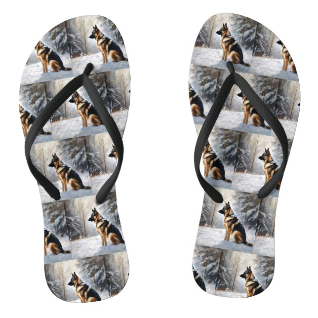 German Shepherd Let It Snow Weihnachten Flip Flops (Fußbett)