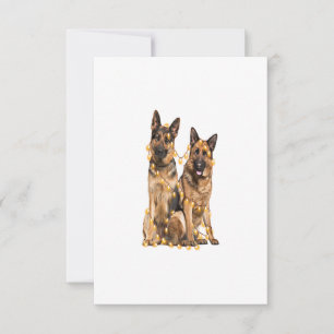 German Shepherd Lights Heart Christmas Santa Xmas RSVP Karte